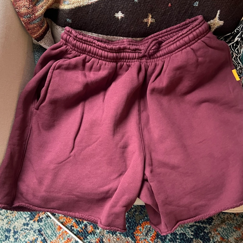 Yellow Label Co maroon unisex cotton sweat shorts
